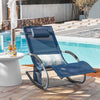 SoBuy OGS28-NBx2 Lot de 2 Chaise Longue Transat de Jardin Bascule avec Appui-tête Réglable et Pochette latérale