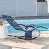 SoBuy OGS28-NBx2 Lot de 2 Chaise Longue Transat de Jardin Bascule avec Appui-tête Réglable et Pochette latérale