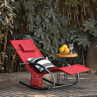 SoBuy OGS28-R Chaise Longue Transat de Jardin Bascule avec Appui-tête Réglable et Pochette latérale