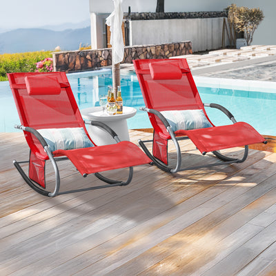 SoBuy OGS28-Rx2 Lot de 2 Chaise Longue Transat de Jardin Bascule avec Appui-tête Réglable et Pochette latérale