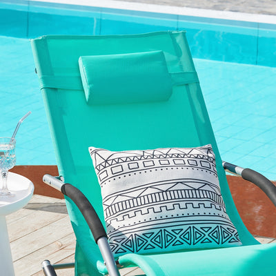 SoBuy OGS28-TB Chaise Longue Transat de Jardin Bascule avec Appui-tête Réglable et Pochette latérale