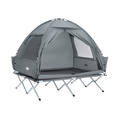 SoBuy OGS32-II-L-HG Tente de Camping 2 Personnes – Crochet Lampe, 4 Poches Chaussures, Moustiquaire, Charge 180 kg, 193×188×1