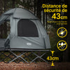 SoBuy OGS32-II-L-HG Tente de Camping 2 Personnes – Crochet Lampe, 4 Poches Chaussures, Moustiquaire, Charge 180 kg, 193×188×145 cm, Gris