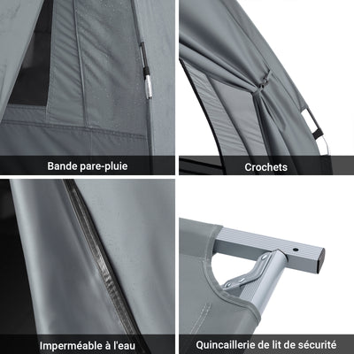 SoBuy OGS32-II-L-HG Tente de Camping 2 Personnes – Crochet Lampe, 4 Poches Chaussures, Moustiquaire, Charge 180 kg, 193×188×145 cm, Gris