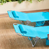 SoBuy OGS35-B Transat de Jardin Pliable avec Oreiller et Poche Latérale, Chaise Longue Relax, Confortable, Design Fonctionnel – L155×P56×H81 cm, Bleu Ciel