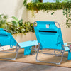 SoBuy OGS35-B Transat de Jardin Pliable avec Oreiller et Poche Latérale, Chaise Longue Relax, Confortable, Design Fonctionnel – L155×P56×H81 cm, Bleu Ciel