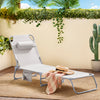 SoBuy OGS35-MI Transat de Jardin Pliable avec Oreiller et Poche Latérale, Chaise Longue Relax, Confortable, Design Fonctionnel – L155×P56×H81 cm, Beige