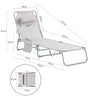 SoBuy OGS35-MIx2 Lot de 2 Transats de Jardin Pliable avec Oreiller et Poche Latérale, Chaise Longue Relax, Design Fonctionnel – L155×P56×H81 cm, Beige