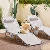 SoBuy OGS35-MIx2 Lot de 2 Transats de Jardin Pliable avec Oreiller et Poche Latérale, Chaise Longue Relax, Design Fonctionnel – L155×P56×H81 cm, Beige