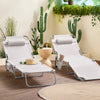 SoBuy OGS35-MIx2 Lot de 2 Transats de Jardin Pliable avec Oreiller et Poche Latérale, Chaise Longue Relax, Design Fonctionnel – L155×P56×H81 cm, Beige