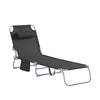 SoBuy OGS35-SCH Transat Jardin Extérieur Pliable Bain de Soleil avec Oreiller Chaise Longue Relax avec Poche Latérale Confort