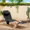 SoBuy OGS35-SCH Transat de Jardin Pliable avec Oreiller et Poche Latérale, Chaise Longue Relax, Confortable, Design Fonctionnel – L155×P56×H81 cm, Noir