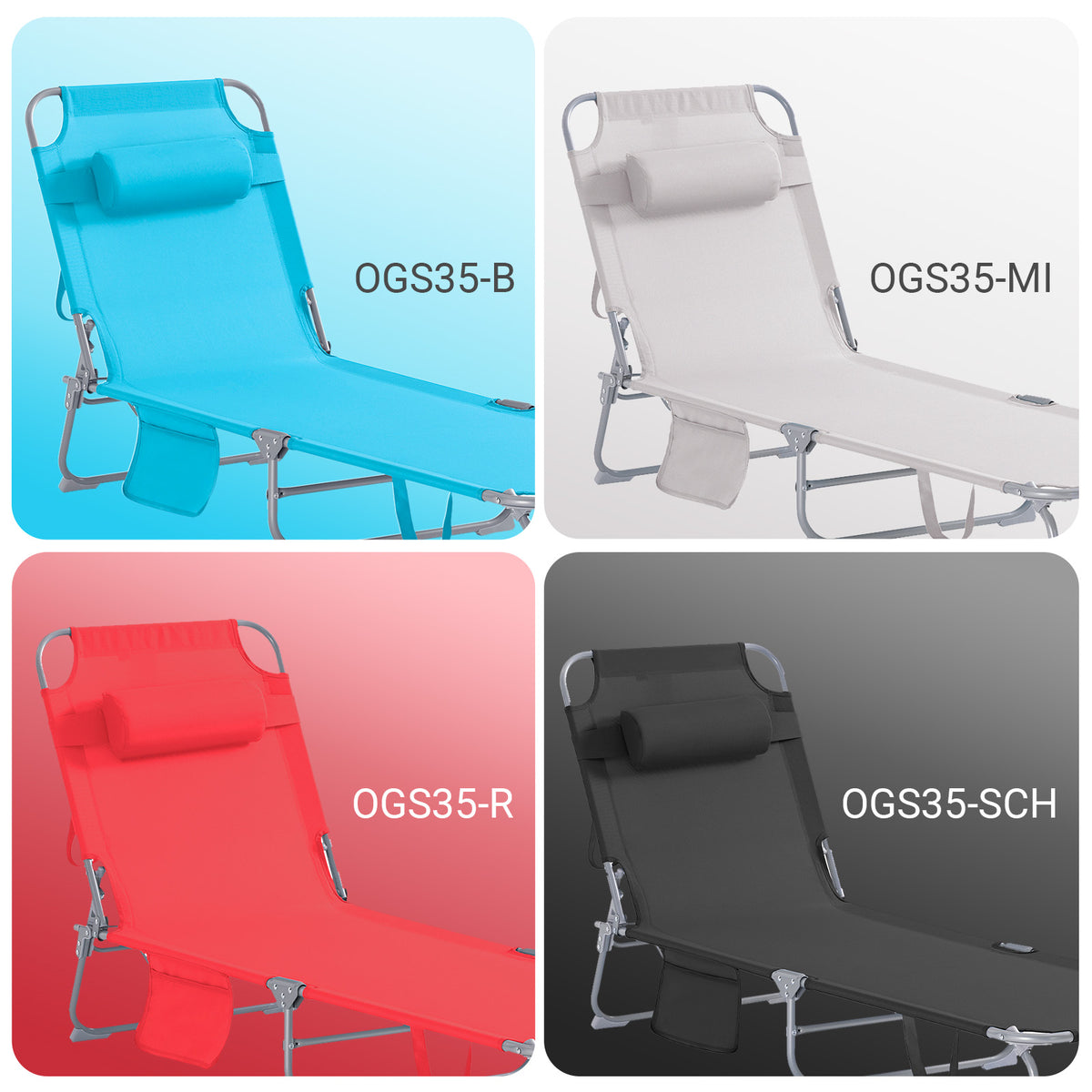 SoBuy OGS35-SCHx2 Lot de 2 Transats de Jardin Pliable avec Oreiller et Poche Latérale, Chaise Longue Relax, Design Fonctionnel – L155×P56×H81 cm, Noir