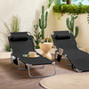 SoBuy OGS35-SCHx2 Lot de 2 Transats de Jardin Pliable avec Oreiller et Poche Latérale, Chaise Longue Relax, Design Fonctionnel – L155×P56×H81 cm, Noir