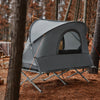 SoBuy OGS60-HG Lit de Camping Pliable en Aluminium Léger, 3 en 1 avec Toit Anti-UV + Matelas Gonflable Intégré + Sac de Transport, 1 Personne