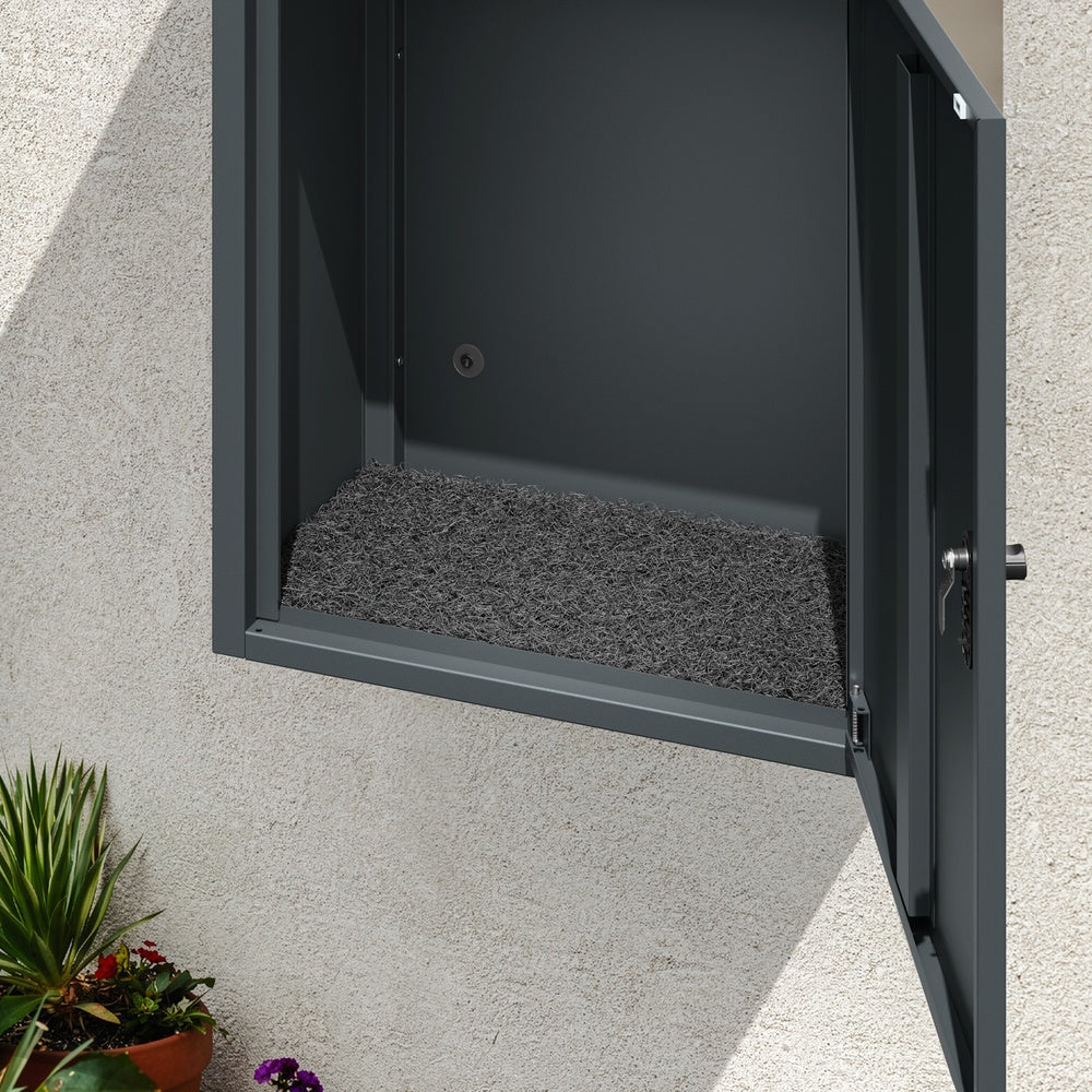 SoBuy OGS65-DG Boîte aux Lettres et Boîte à Colis 2 Compartiments XXL Sécurisée – Serrure à Code 3 Chiffres et Clé de Secours, Acier Gris Anthracite, sur Pied ou Murale – 49,2×28×70 cm