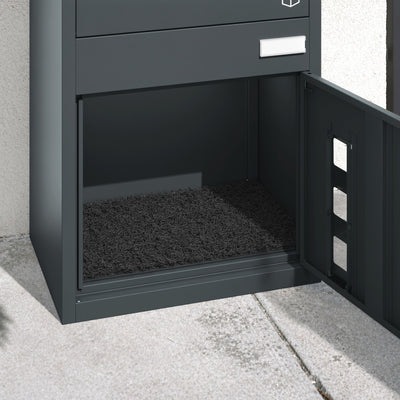 SoBuy OGS66-DG Boîte aux Lettres avec Compartiment Colis Anthracite – Boîte à Colis XXL sur Pied avec Serrure à Code, Coffre de Livraison Extérieur en Acier – 55×35×105 cm, Charge 34 kg