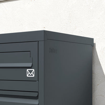 SoBuy OGS67-DG Boîte aux Lettres avec Compartiment Colis Anthracite – Boîte à Colis Extérieure Sécurisée sur Pied à 3 Portes, Acier Thermolaqué Anti-Vol – 55×41,3×112 cm, Charge 40 kg
