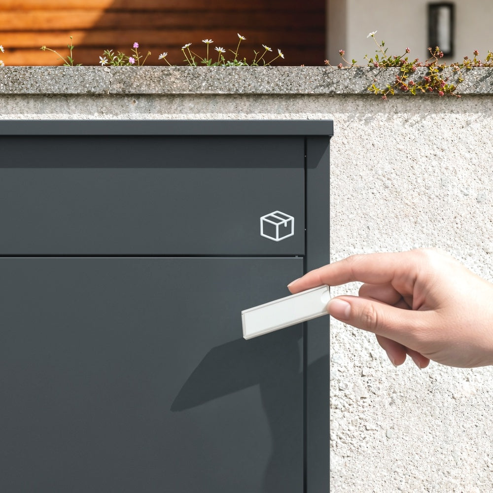SoBuy OGS67-DG Boîte aux Lettres avec Compartiment Colis Anthracite – Boîte à Colis Extérieure Sécurisée sur Pied à 3 Portes, Acier Thermolaqué Anti-Vol – 55×41,3×112 cm, Charge 40 kg