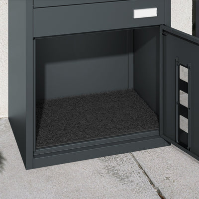 SoBuy OGS68-DG Boîte aux Lettres Colis Sécurisée XXL – Boîte à Colis Extérieure sur Pied avec Serrure à Code, Acier Gris Foncé Anthracite – 55×41,3×120 cm, Charge 40 kg