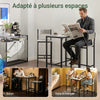 SoBuy OGT03-HG Ensemble Table Haute + 2 Tabourets – Table 87 cm, Tabourets Rangeables, Style Industriel Bois et Métal Noir