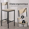 SoBuy OGT03-N Ensemble Table Haute avec 1 Table et 2 Tabourets, Format Gain de Place, Format Compact, Style Industriel, Usage Quotidien – Bois + Métal, Naturel