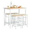 SoBuy OGT11-WN Table Haute avec 4 Tabourets – Mange-Debout Industriel 100×60 cm, Blanc/Naturel