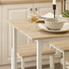 SoBuy OGT11-WN Table Haute avec 4 Tabourets – Mange-Debout Industriel 100×60 cm, Blanc/Naturel
