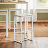 SoBuy OGT15-WN Ensemble Table Haute avec 1 Table et 4 Tabourets, Format Gain de Place, Format Compact, Design Fonctionnel – L100×P60×H96 cm, Blanc et Naturel