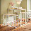 SoBuy OGT15-WN Ensemble Table Haute avec 1 Table et 4 Tabourets, Format Gain de Place, Format Compact, Design Fonctionnel – L100×P60×H96 cm, Blanc et Naturel