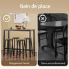 SoBuy OGT22-SCH Ensemble Table Haute et 4 Tabourets de Bar avec Repose-Pieds – L120×P40×H100 cm, Tabouret 150 kg, MDF + Acier Noir