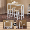 SoBuy OGT22-WN Ensemble Table de Bar + 4 Tabourets – Table Haute 120 cm, Repose-Pieds, Tabourets Rangeables, Blanc