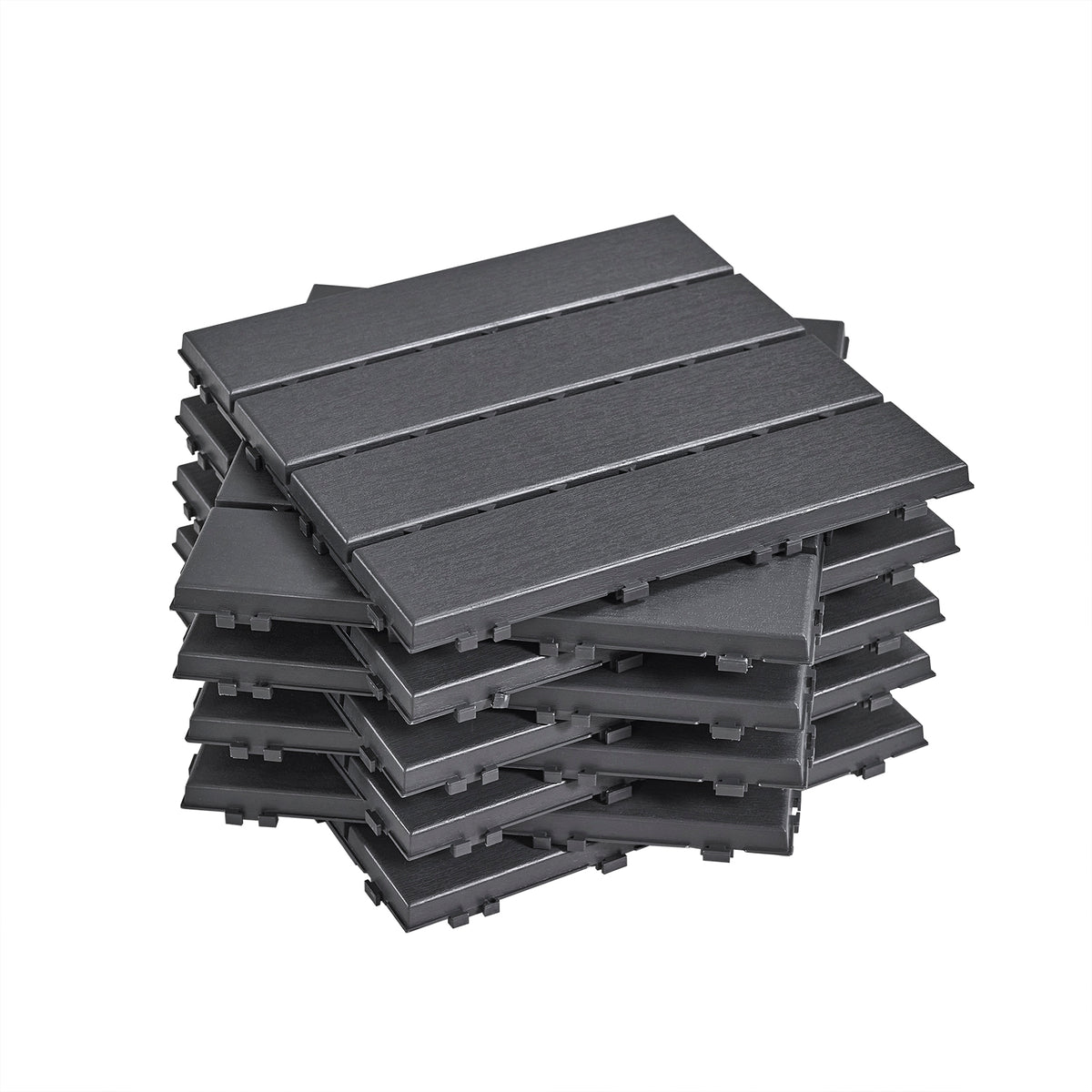 SoBuy SDA15-HG Dalles Terrasse Extérieur Clipsables 35 Pièces – Revêtement Sol Balcon et Jardin, Antidérapant, Gris, 30,5x30,
