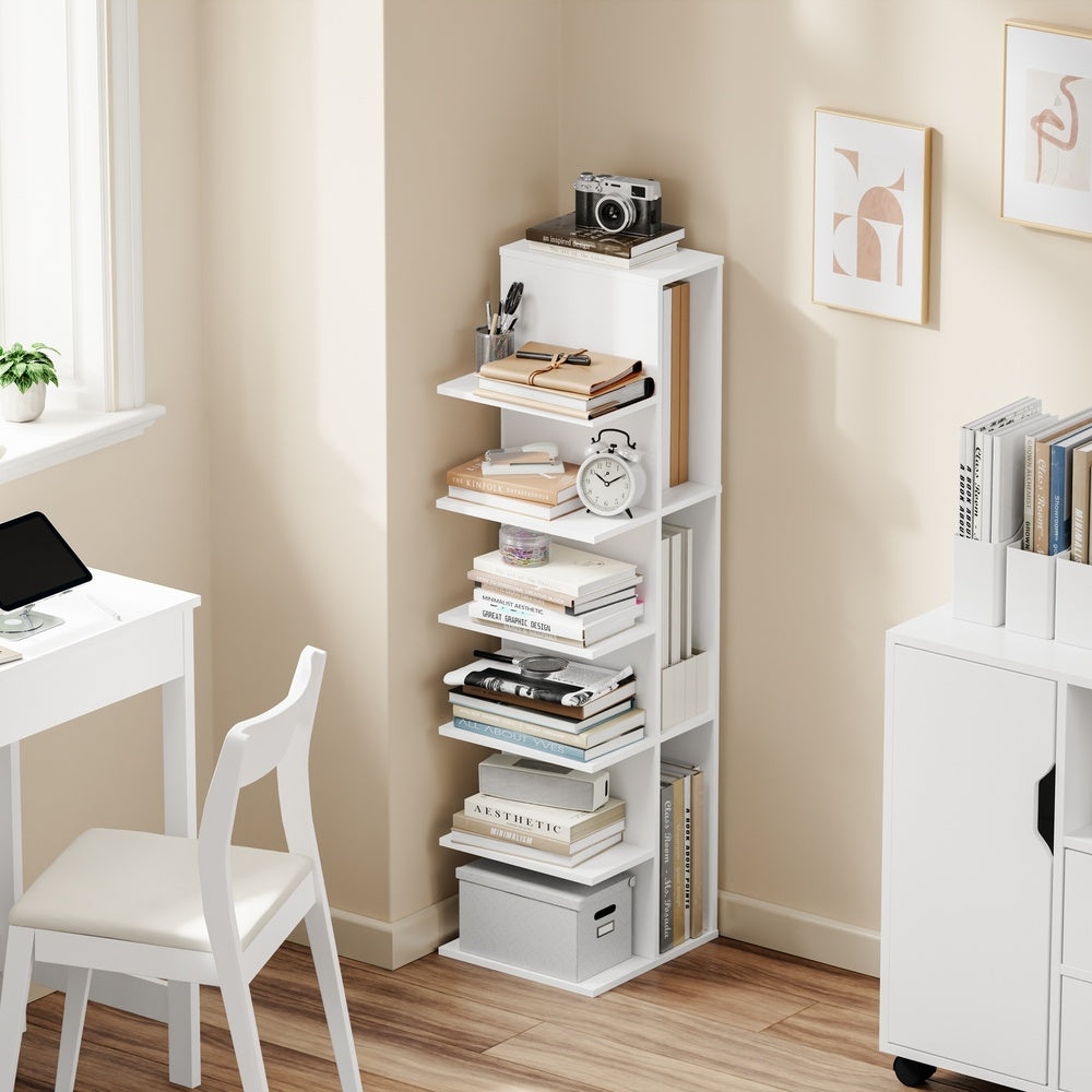 SoBuy STR14-W Étagère Murale Blanche 5 Niveaux – Bibliothèque de Rangement à 5 Plateaux pour Bureau et Salon – 30×32,5×110,5 cm, Charge 45 kg