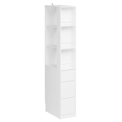 SoBuy STR15-W Étagère Blanche 4 Niveaux avec 3 Tiroirs – Meuble de Rangement Gain de Place pour Salon, Chambre, Cuisine ou Bureau, Bibliothèque Haute d'Angle 28 cm – 28×50×170 cm, Charge 58 kg
