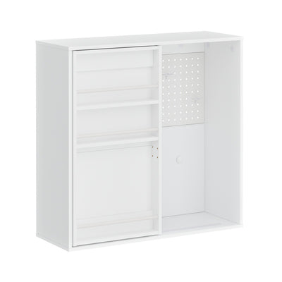 SoBuy STR16-W Armoire Murale Suspendue Blanche – Étagère Murale avec Panneau Perforé et Tableau Blanc pour Entrée, Bureau et Chambre – 70×25,1×70,2 cm, Charge 27 kg