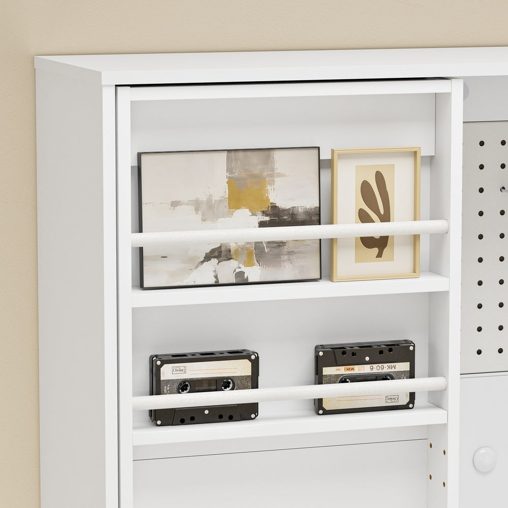SoBuy STR16-W Armoire Murale Suspendue Blanche – Étagère Murale avec Panneau Perforé et Tableau Blanc pour Entrée, Bureau et Chambre – 70×25,1×70,2 cm, Charge 27 kg
