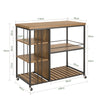 SoBuy SVW18-II-F Desserte de Cuisine à Roulettes, 3 Étagères Réglables, Barrières Anti-chute et Cadre Métallique – Style Industriel, 110×45×92 cm