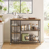 SoBuy SVW18-II-F Desserte de Cuisine à Roulettes, 3 Étagères Réglables, Barrières Anti-chute et Cadre Métallique – Style Industriel, 110×45×92 cm