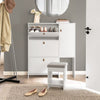 SoBuy FSR107-W Armoire à Chaussures avec Tabouret, 1 Porte et 3 Abattants, Meuble d'Entrée – 95x30x121 cm, Blanc