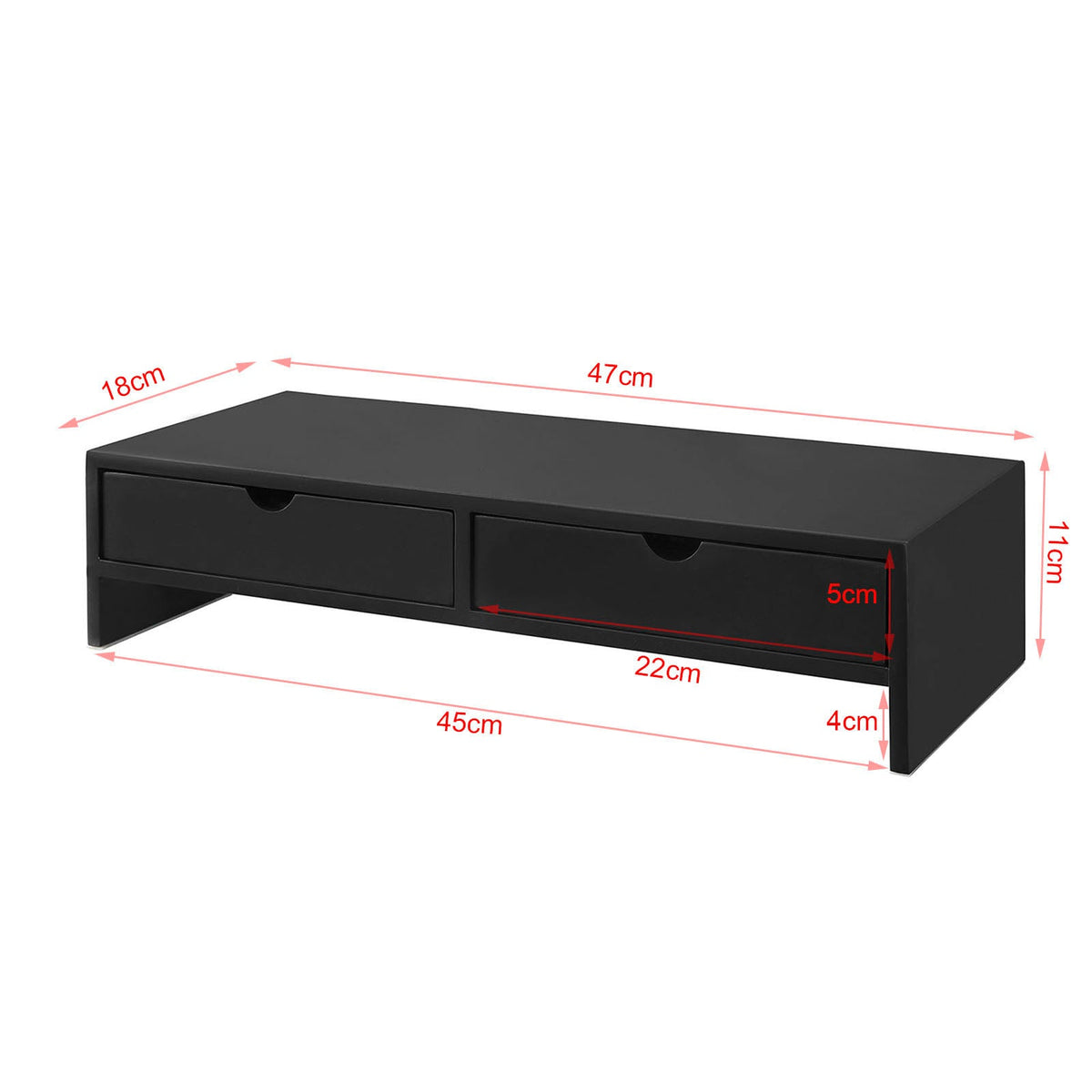 SoBuy BBF02-SCH Support Écran PC Rehausseur Ecran PC Bureau avec 2 Tiroirs et Rangement Support Moniteur Universel pour Ordinateur Portable ou Écran Noir 47x18x11cm