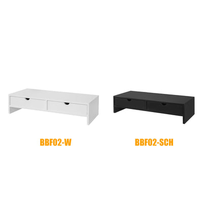 SoBuy BBF02-W Support Écran PC Rehausseur Ecran PC Bureau avec 2 Tiroirs et Rangement Support Moniteur Universel pour Ordinateur Portable ou Écran Blanc 47x18x11cm