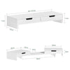 SoBuy BBF04-W Rehausseur Écran PC Bureau avec 2 Tiroirs Support Écran PC Rehausseur Ordinateur Portable Support Moniteur Réglable Blanc 60–107x22x11cm