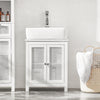 SoBuy BZR35-W Meuble sous Lavabo Salle de Bain Meuble Lavabo avec 2 Portes et Étagère Petit Meuble Salle de Bain avec Panneaux en Treillis pour Vasque ou Lavabo Blanc 50x60x33 cm