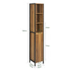 SoBuy BZR62-PF Colonne Salle de Bain avec 3 Compartiments Ouverts et 1 Porte, Gain de Place, Style Industriel, pour Salle de Bain et WC – L30×P28×H168 cm