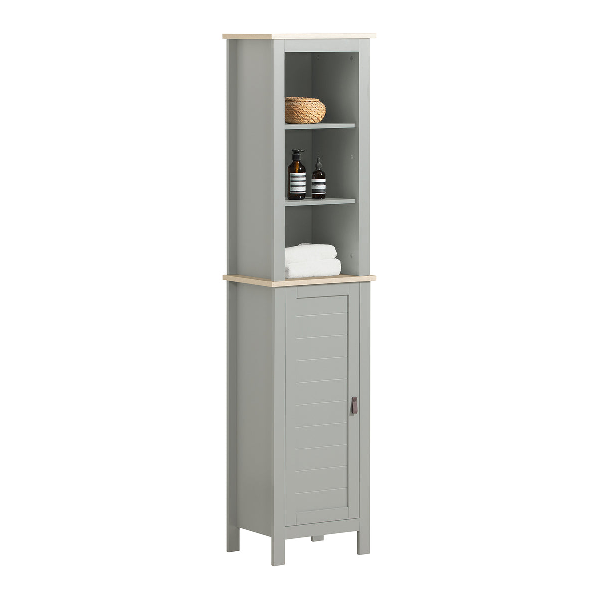 SoBuy BZR68-HG Meuble Colonne de Salle de Bain, Armoire Haute, Placard de Rangement, Étagère de Rangement, Colonne de Rangeme