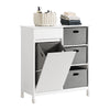 SoBuy BZR77-W Meuble de Salle de Bain avec Paniers à Linge, Armoire à Linge avec 3 Paniers et Tiroir, Armoire de Salle de Bai