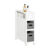SoBuy BZR83-W Meuble de Rangement Salle de Bain Étroit, Support Papier Toilette, Armoire Toilettes WC avec 2 Paniers Amovible