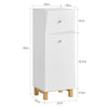 SoBuy BZR93-W Meuble Salle de Bain avec Panier à Linge, 1 Tiroir et 1 Panier Amovible, pour Salle de Bain et WC, Rangement Optimisé – L34×P30×H90 cm, Blanc