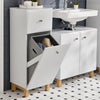 SoBuy BZR93-W Meuble Salle de Bain avec Panier à Linge, 1 Tiroir et 1 Panier Amovible, pour Salle de Bain et WC, Rangement Optimisé – L34×P30×H90 cm, Blanc